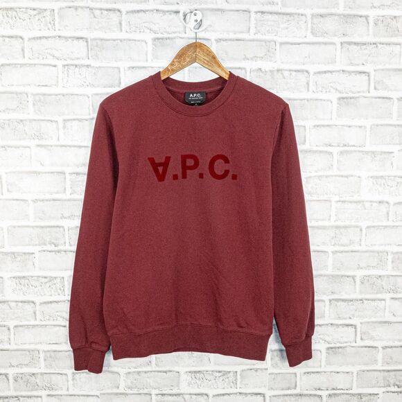 A.P.C. Men's Burgundy VPC Sweatshirt Crewneck French Terry Cotton size Small - Picture 2 of 7